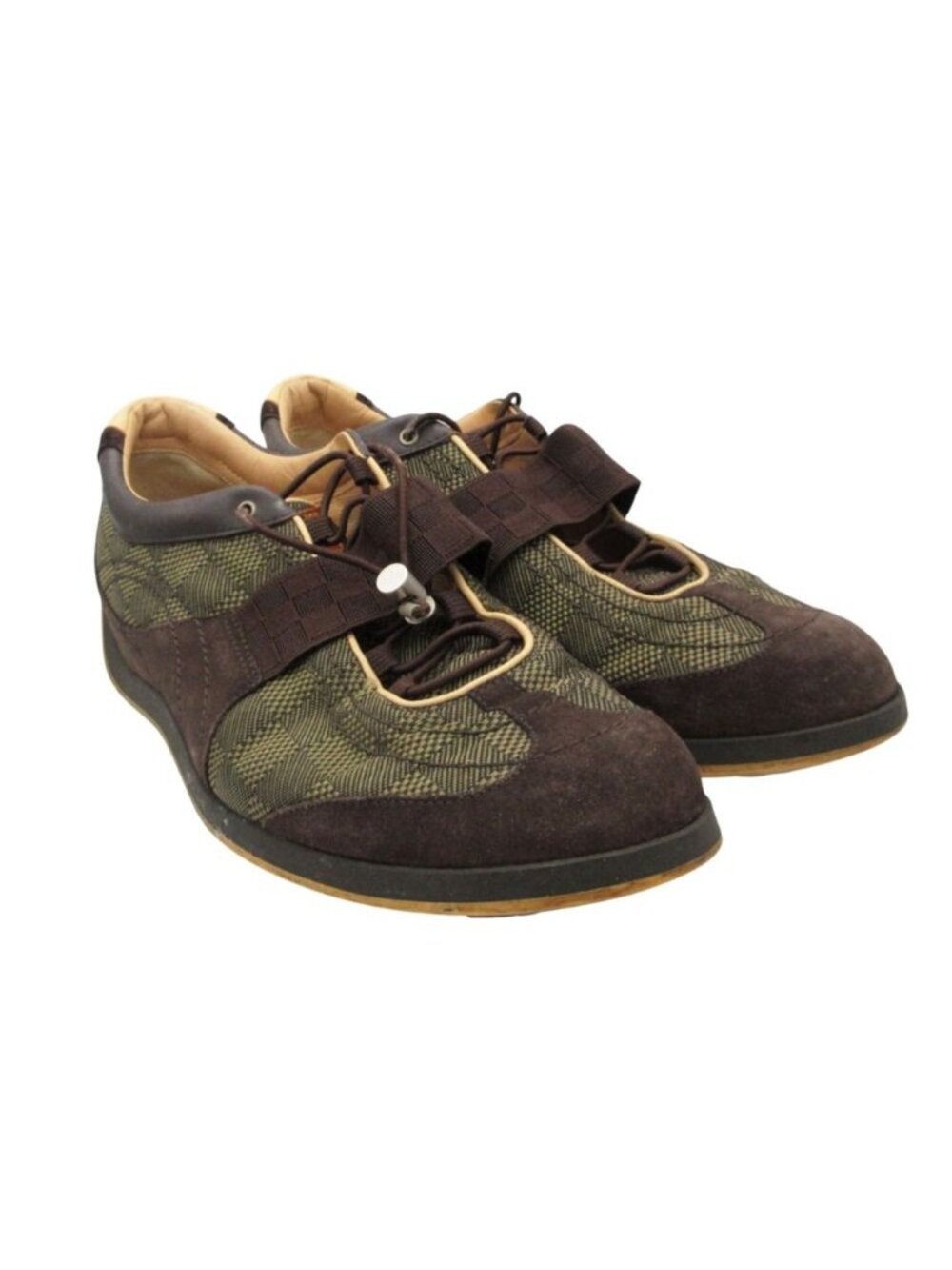 Louis Vuitton Sneakers Damier Textile Suede Velcro Shoes Brown 7.5